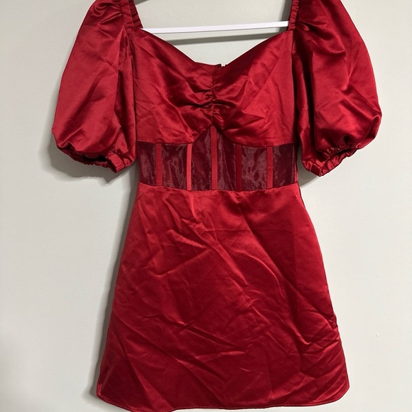 The Autumn Adeigbo Clarette Deep Red Goth Witchy Mesh Corset Dark Academia 4 - Picture 2 of 16